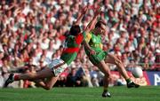 15 September 1996; Jody Devine of Meath in action against Dermot Flanagan of Mayo during the All-Ireland Senior Football Championship Final between Meath and Mayo at Croke Park in Dublin. Photo by Brendan Moran /Sportsfile.