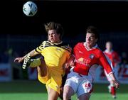 14 July 1999; Martin Russell of St Patricks Athletic in action against Serghei Iepureanu of FC Zimbru during the UEFA Champions League Qualifying match between St Patricks Athletic and FSC Zimbru at Richmond Park in Dublin. Photo by David Maher/Sportsfile