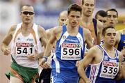 7 August 2006; James Nolan, 541, Ireland, in action alongside Christian Neunhauserer, 596, of Italy and Abdelkader Bakhtache, 339, of France, during his semi-final of the Men's 1500m where he failed to qualify for the final. SPAR European Athletics Championships, Ullevi Stadium, Gothenburg, Sweden. Picture credit; Brendan Moran / SPORTSFILE
