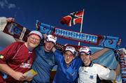 10 August 2006; Drogheda United supporters, from left, Des Howard, Jack Berrill, Noel Murphy, and Fionnan Howard, show their support. UEFA Cup Second Qualifying Round, Second Leg, IK Start v Drogheda United, Kristiansand Stadium, Kristiansand, Norway. Picture credit; David Maher / SPORTSFILE