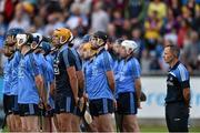 9 July 2014: Dublin manager Joe Fortune and his players team before the start of the game. Bord Gais Energy Leinster GAA Hurling Under 21 Championship Final, Dublin v Wexford, Parnell Park, Dublin. Picture credit: David Maher / SPORTSFILE