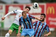 11 July 2014; John Dunleavy, Cork City, in action against Cathal Brady, and Gavin Brennan, right, Drogheda United. SSE Airtriity League Premier Division, Drogheda United v Cork City, United Park, Drogheda, Co. Louth. Photo by Sportsfile