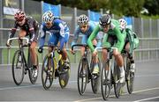 12 July 2014; Caroline Ryan, extreme right, Ireland, leads the field during the Womens Omnium Elimination race during the UCI Track Cycling International Grand Prix, Velodrome, Eamonn Ceant Park, Kimmage, Dublin. Picture credit: Barry Cregg / SPORTSFILE