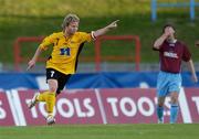 10 August 2006; Fredrik Stromstad, IK Start, celebrates after scoring his side's goal as a dejected Simon Webb , Drogheda United, looks on. UEFA Cup Second Qualifying Round, Second Leg, IK Start v Drogheda United, Kristiansand Stadium, Kristiansand, Norway. Picture credit; David Maher / SPORTSFILE