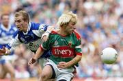 13 August 2006; Conor Mortimer, Mayo, in action against Joe Higgins, Laois. Bank of Ireland All-Ireland Senior Football Championship Quarter-Final, Mayo v Laois, Croke Park, Dublin. Picture credit; Damien Eagers / SPORTSFILE