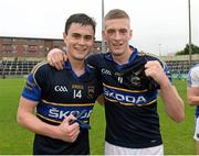12 July 2014; Tipperary's Michael Quinlivan, left, and Ian Fahey celebrate after the final whistle. GAA Football All-Ireland Senior Championship Round 3A, Laois v Tipperary, O'Moore Park, Portlaoise, Co. Laois. Picture credit: Matt Browne / SPORTSFILE