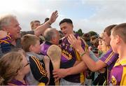 12 July 2014; Wexford's Lee Chin celebrates with fans after the final whistle. GAA Hurling All-Ireland Senior Championship Round 1 Replay, Clare v Wexford, Wexford Park, Wexford. Picture credit: Ray McManus / SPORTSFILE