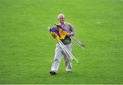 12 July 2014; John Nolan, from Oulart-the-Ballagh, lifts the flags after the game. GAA Hurling All-Ireland Senior Championship Round 1 Replay, Clare v Wexford, Wexford Park, Wexford. Picture credit: Dáire Brennan / SPORTSFILE