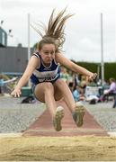 13 July 2014; Summer Lecky from Finn Valley AC, Co. Donegal, who won the Girls under-15 Long Jump. GloHealth Juvenile Track and Field Championships, Tullamore Harriers AC, Tullamore, Co. Offaly. Picture credit: Matt Browne / SPORTSFILE