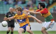 13 July 2014; Páraic Collins, Clare, in action against Benny Kavanagh, Carlow. GAA Football All-Ireland Senior Championship Round 2B, Carlow v Clare, Dr Cullen Park, Carlow. Picture credit: Dáire Brennan / SPORTSFILE