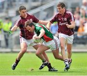 13 July 2014; Alan Dillon, Mayo, in action against Aonghus Tierney and Shane Walsh, Galway. Connacht GAA Football Senior Championship Final, Mayo v Galway, Elverys MacHale Park, Castlebar, Co. Mayo. Picture credit: Ray Ryan / SPORTSFILE
