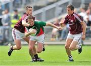 13 July 2014; Alan Dillon, Mayo, in action against Aonghus Tierney and Shane Walsh, Galway. Connacht GAA Football Senior Championship Final, Mayo v Galway, Elverys MacHale Park, Castlebar, Co. Mayo. Picture credit: Ray Ryan / SPORTSFILE