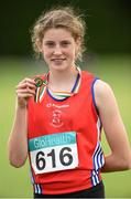 13 July 2014; Katherine O'Connor, St. Gerards AC, Dundalk, Co. Louth, who won silver in the Girls under-15 Long Jump. GloHealth Juvenile Track and Field Championships, Tullamore Harriers AC, Tullamore, Co. Offaly. Picture credit: Matt Browne / SPORTSFILE