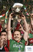 13 July 2014;  Mayo captain Andy Moran lifts the Nestor Cup. Connacht GAA Football Senior Championship Final, Mayo v Galway, Elverys MacHale Park, Castlebar, Co. Mayo. Picture credit: David Maher / SPORTSFILE