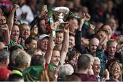 13 July 2014; Mayo captain Andy Moran lifts the Nestor Cup. Connacht GAA Football Senior Championship Final, Mayo v Galway, Elverys MacHale Park, Castlebar, Co. Mayo. Picture credit: Pat Murphy / SPORTSFILE