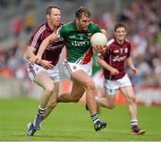 13 July 2014; Aidan O'Shea, Mayo, in action against Greg Higgins, Galway. Connacht GAA Football Senior Championship Final, Mayo v Galway, Elverys MacHale Park, Castlebar, Co. Mayo. Picture credit: David Maher / SPORTSFILE