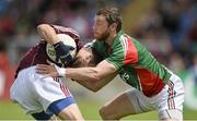13 July 2014; Michael Lundy, Galway, in action against Keith Higgins, Mayo. Connacht GAA Football Senior Championship Final, Mayo v Galway, Elverys MacHale Park, Castlebar, Co. Mayo. Picture credit: David Maher / SPORTSFILE