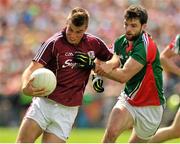 13 July 2014; Paul Conroy, Galway, in action against Ger CAfferkey, Mayo. Connacht GAA Football Senior Championship Final, Mayo v Galway, Elverys MacHale Park, Castlebar, Co. Mayo. Picture credit: Ray Ryan / SPORTSFILE