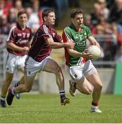 13 July 2014; Lee Keegan, Mayo, in action against Paul Varley, Galway. Connacht GAA Football Senior Championship Final, Mayo v Galway, Elverys MacHale Park, Castlebar, Co. Mayo. Picture credit: David Maher / SPORTSFILE
