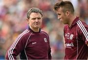 13 July 2014; Galway manager Alan Mulholland with his captain Paul Conroy. Connacht GAA Football Senior Championship Final, Mayo v Galway, Elverys MacHale Park, Castlebar, Co. Mayo. Picture credit: David Maher / SPORTSFILE
