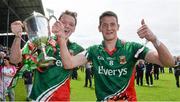 13 July 2014; Matthew Ruane, left, and Gary Walsh, Mayo, celebrate with the cup at the end of the game. Electric Ireland Connacht GAA Football Minor Championship Final, Mayo v Roscommon, Elverys MacHale Park, Castlebar, Co. Mayo. Picture credit: David Maher / SPORTSFILE