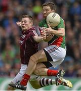 13 July 2014; Chris Barrett, Mayo, in action against Danny Cummins, Galway. Connacht GAA Football Senior Championship Final, Mayo v Galway, Elverys MacHale Park, Castlebar, Co. Mayo. Picture credit: David Maher / SPORTSFILE