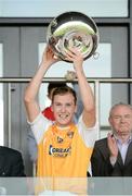 13 July 2014; Antrim captain Paul Shiels celebrates with the Liam Harvey cup. Ulster GAA Hurling Senior Championship Final, Antrim v Derry, Owenbeg, Derry. Picture credit: Oliver McVeigh / SPORTSFILE