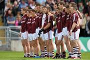 13 July 2014; The  Galway team line up during the playing of the national anthem. Connacht GAA Football Senior Championship Final, Mayo v Galway, Elverys MacHale Park, Castlebar, Co. Mayo. Picture credit: David Maher / SPORTSFILE