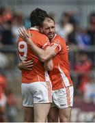 13 July 2014; Ciarán McKeever, right, Armagh, celebrates victory with team-mate Aaron Findon after the game. GAA Football All-Ireland Senior Championship Round 2B, Tyrone v Armagh, Healy Park, Omagh, Co. Tyrone. Picture credit: Barry Cregg / SPORTSFILE