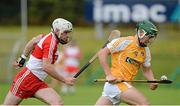 13 July 2014; Paul Shiels, Antrim, in action against Malachy O'Hagan, Derry. Ulster GAA Hurling Senior Championship Final, Antrim v Derry, Owenbeg, Derry. Picture credit: Oliver McVeigh / SPORTSFILE