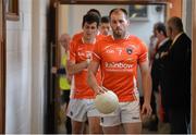 13 July 2014; Armagh captain Ciaran McKeever leads out his team before the match. GAA Football All-Ireland Senior Championship Round 2B, Tyrone v Armagh, Healy Park, Omagh, Co. Tyrone. Picture credit: Ramsey Cardy / SPORTSFILE