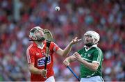 13 July 2014; Paudie O'Sullivan, Cork, gains possession of the sliotar ahead of Tom Condon, Limerick, on the way to scoring his side's second goal. Munster GAA Hurling Senior Championship Final, Cork v Limerick, Pairc Uí Chaoimh, Cork. Picture credit: Brendan Moran / SPORTSFILE