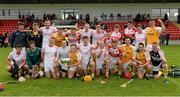 13 July 2014; The Antrim team celebrate with Liam Harvey cup. Ulster GAA Hurling Senior Championship Final, Antrim v Derry, Owenbeg, Derry. Picture credit: Oliver McVeigh / SPORTSFILE