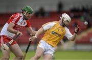 13 July 2014; Aaron Graffin, Antrim, in action against Ruairi Convery, Derry. Ulster GAA Hurling Senior Championship Final, Antrim v Derry, Owenbeg, Derry. Picture credit: Oliver McVeigh / SPORTSFILE