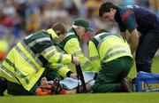 13 August 2006; Ronan McGarrity, Mayo, is attended to by the team doctor and medical staff. Bank of Ireland All-Ireland Senior Football Championship Quarter-Final, Mayo v Laois, Croke Park, Dublin. Picture credit; Ray McManus / SPORTSFILE