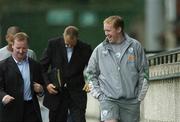 15 August 2006; Republic of Ireland manager Steve Staunton, left, with team security officer Tony Hickey, far left, at the end of squad training. Lansdowne Road, Dublin. Picture credit; David Maher / SPORTSFILE