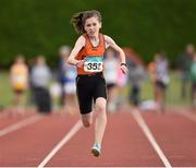 13 July 2014; Niamh Foley from St.Mary's AC, Co. Limerick, on her way to winning the girls under-13 80m. GloHealth Juvenile Track and Field Championships, Tullamore Harriers AC, Tullamore, Co. Offaly. Picture credit: Matt Browne / SPORTSFILE