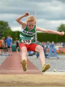 13 July 2014; Diarmuid O'Connor, from Old Abbey AC, Co. Cork, who won the boys under-13 long jump. GloHealth Juvenile Track and Field Championships, Tullamore Harriers AC, Tullamore, Co. Offaly. Picture credit: Matt Browne / SPORTSFILE