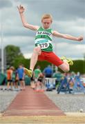 13 July 2014; Diarmuid O'Connor, from Old Abbey AC, Co. Cork, who won the boys under-13 long jump. GloHealth Juvenile Track and Field Championships, Tullamore Harriers AC, Tullamore, Co. Offaly. Picture credit: Matt Browne / SPORTSFILE