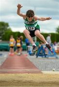 13 July 2014; Daniel Hurley, from Old Abbey AC, Co. Cork, in action during the boys under-13 long jump. GloHealth Juvenile Track and Field Championships, Tullamore Harriers AC, Tullamore, Co. Offaly. Picture credit: Matt Browne / SPORTSFILE