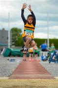 13 July 2014; Wymin Sivakumar, from Leevale AC, Co. Cork, in action during the boys under-13 long jump. GloHealth Juvenile Track and Field Championships, Tullamore Harriers AC, Tullamore, Co. Offaly. Picture credit: Matt Browne / SPORTSFILE