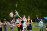 13 July 2014; Gareth Crawford from Strabane Track Club, Co. Tyrone, who won the boys under-16 javelin. GloHealth Juvenile Track and Field Championships, Tullamore Harriers AC, Tullamore, Co. Offaly. Picture credit: Matt Browne / SPORTSFILE