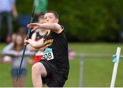 13 July 2014; Robert Campbell from Farranfore Maine Valley AC, Co. Kerry, in action during the boys under-16 javelin. GloHealth Juvenile Track and Field Championships, Tullamore Harriers AC, Tullamore, Co. Offaly. Picture credit: Matt Browne / SPORTSFILE