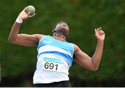 13 July 2014; Anu Awonusi, from St Laurence O' Toole AC, Co. Carlow, who won gold in the boys under-18 shot putt. GloHealth Juvenile Track and Field Championships, Tullamore Harriers AC, Tullamore, Co. Offaly. Picture credit: Matt Browne / SPORTSFILE