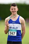 13 July 2014; James Kelly, from Finn Valley AC, Co. Donegal, who gold in the boys under-15 javelin with a championship best of 51m 67. GloHealth Juvenile Track and Field Championships, Tullamore Harriers AC, Tullamore, Co. Offaly. Picture credit: Matt Browne / SPORTSFILE