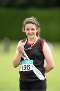 13 July 2014; Micheala Walsh from Swinford AC, Co. Mayo, who won gold in the under-17 girls shot put with a national record of 15m 13 and silver in the girls under-17 discus. GloHealth Juvenile Track and Field Championships, Tullamore Harriers AC, Tullamore, Co. Offaly. Picture credit: Matt Browne / SPORTSFILE