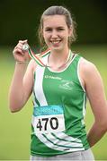 13 July 2014; Shannen Dawkins from St.Joseph's AC, Co. Wexford, who won gold in the girls under-19 hurdles. GloHealth Juvenile Track and Field Championships, Tullamore Harriers AC, Tullamore, Co. Offaly. Picture credit: Matt Browne / SPORTSFILE