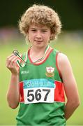 13 July 2014; Lucas Moylan from Suncroft AC, Co. Kildare, who won the boys under-14 hurdles. GloHealth Juvenile Track and Field Championships, Tullamore Harriers AC, Tullamore, Co. Offaly. Picture credit: Matt Browne / SPORTSFILE