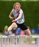 13 July 2014; Molly Hourihan from Dundrum South Dublin  AC, who came 2nd in the girls under-14 hurdles. GloHealth Juvenile Track and Field Championships, Tullamore Harriers AC, Tullamore, Co. Offaly. Picture credit: Matt Browne / SPORTSFILE