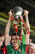 13 July 2014; Mayo minor captain Cian Hanley, with the Connacht GAA Football Minor Championship trophy. Electric Ireland Cup Presentation at Connacht GAA Football Minor Championship Final, Mayo v Roscommon, Elverys MacHale Park, Castlebar, Co. Mayo. Picture credit: David Maher / SPORTSFILE